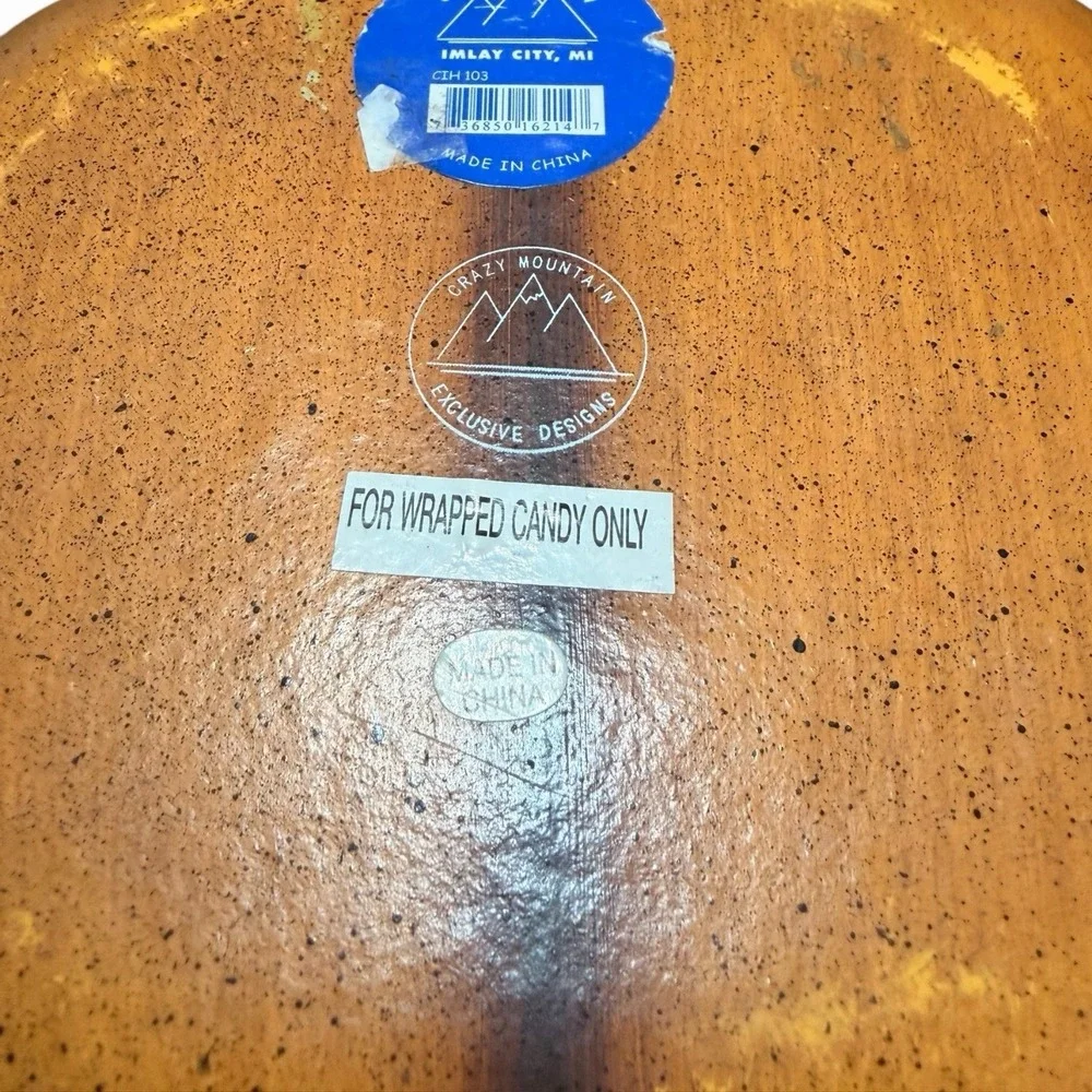Crazy Mountain Vintage Wood Pumpkin‎ Candy Bowl, 9.5 Inch, Fall Decor